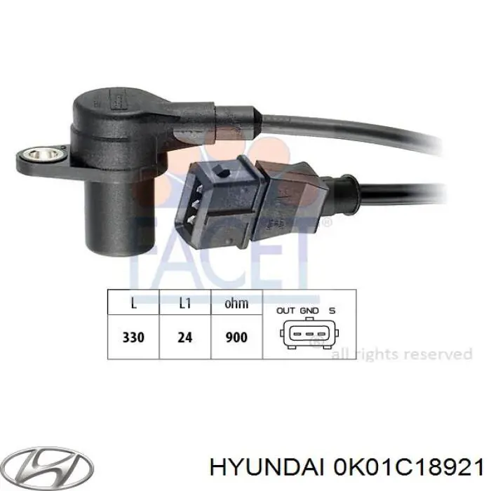 Датчик коленвала 0K01C18921 Hyundai/Kia