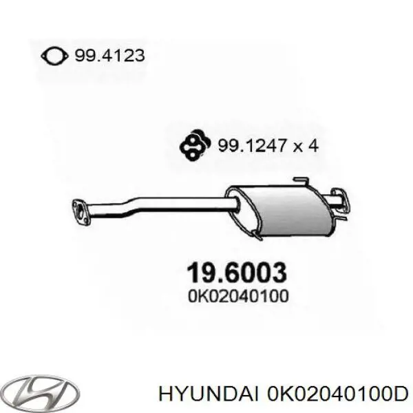 Глушитель задний 0K02040100D Hyundai/Kia