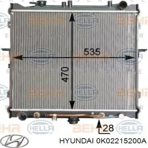 Купить 0K02215200A Hyundai/Kia Радиатор водяной