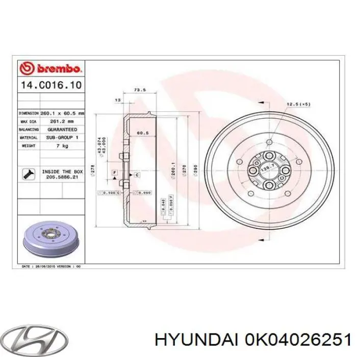 Купить 0K04026251 Hyundai/Kia Тормозной барабан