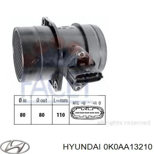 ДМРВ 0K0AA13210 Hyundai/Kia