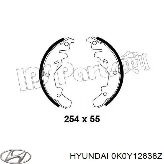 Задние барабанные колодки 0K0Y12638Z Hyundai/Kia