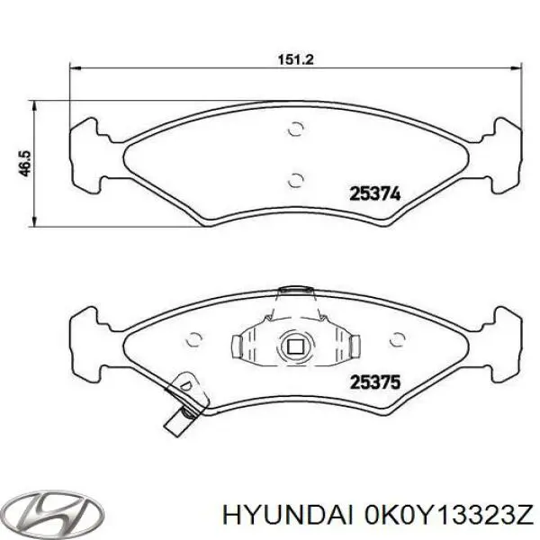 Передние тормозные колодки 0K0Y13323Z Hyundai/Kia