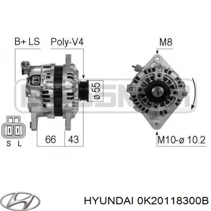 0K20118300B Hyundai/Kia генератор