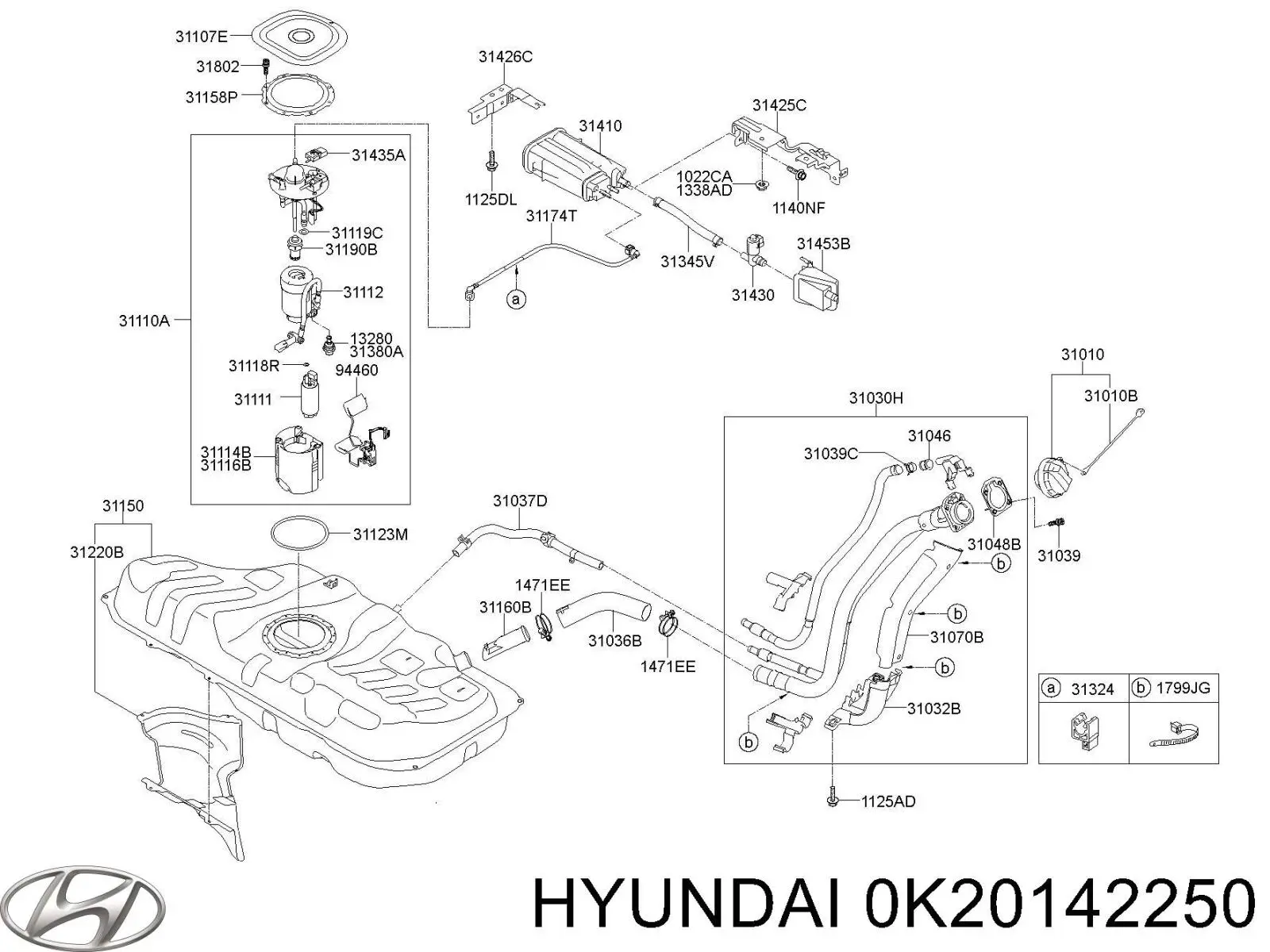 Купить 0K20142250 Hyundai/Kia Крышка бензобака
