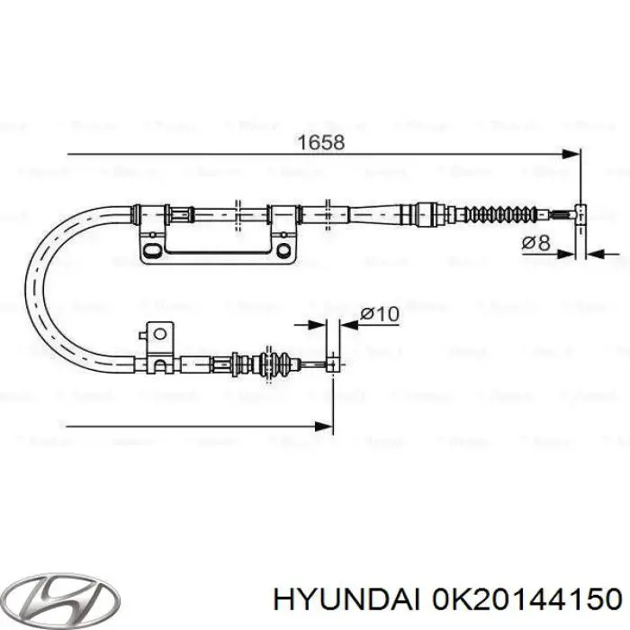 Трос ручника промежуточный Hyundai/Kia OK20144150A