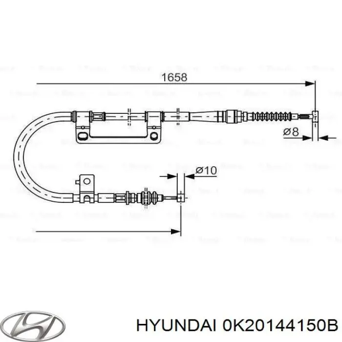 0K20144150B Hyundai/Kia Трос стояночного тормоза промежуточный