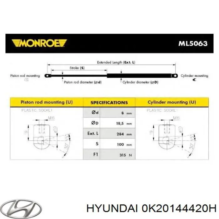 Трос ручника 0K20144420H Hyundai/Kia