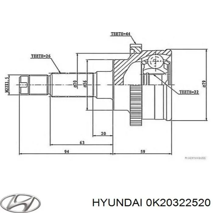 Граната колесная Hyundai/Kia 0K20322520 цена, от 26.48 USD