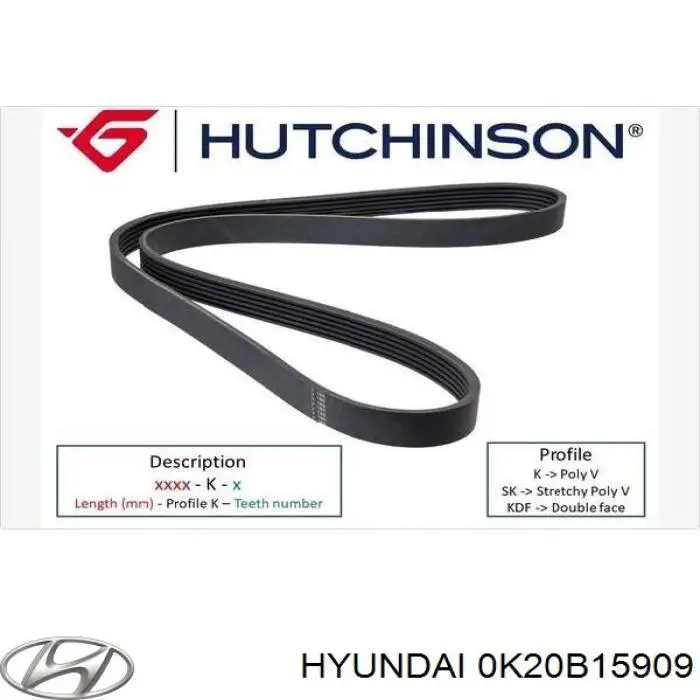 Купить 0K20B15909 Hyundai/Kia Ремень генератора