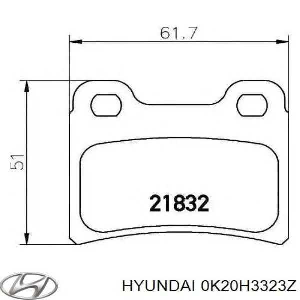 Задние тормозные колодки 0K20H3323Z Hyundai/Kia