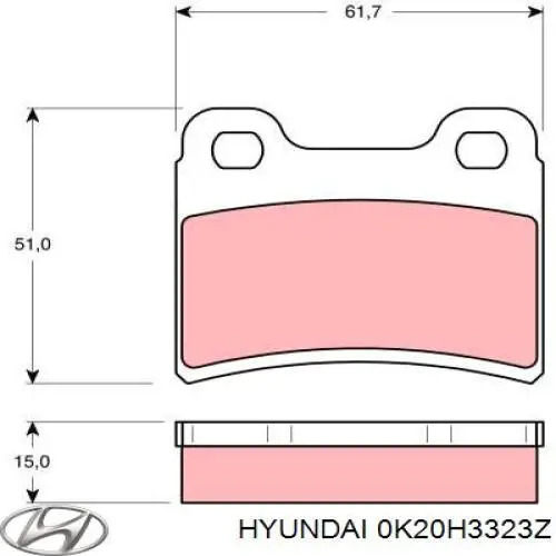 Задние дисковые колодки Hyundai/Kia 0K20H3323Z