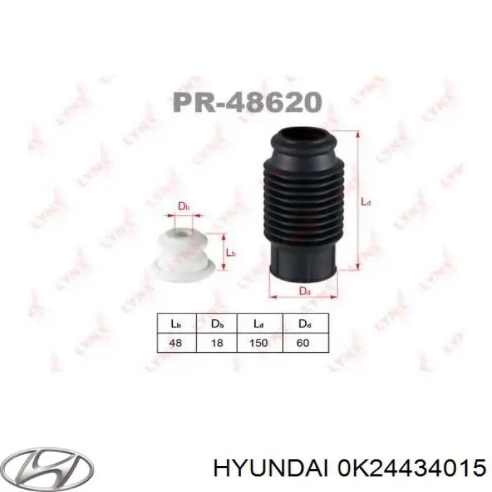 0K24434015 Hyundai/Kia буфер (отбойник амортизатора переднего + пыльник)