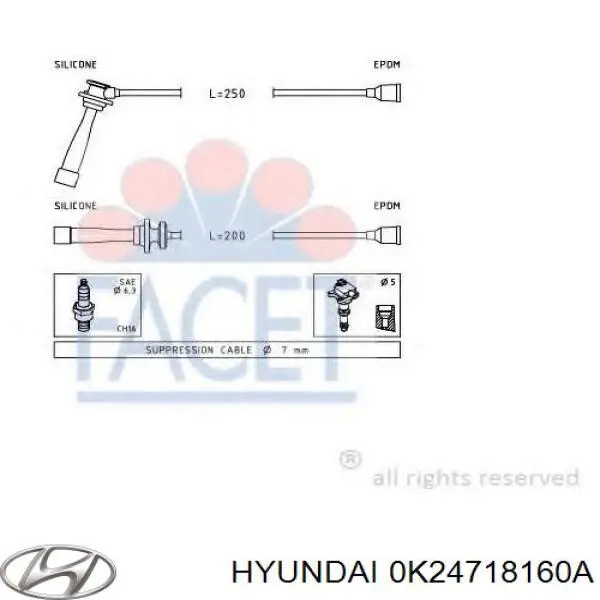 Купить 0K24718160A Hyundai/Kia Провода высокого напряжения