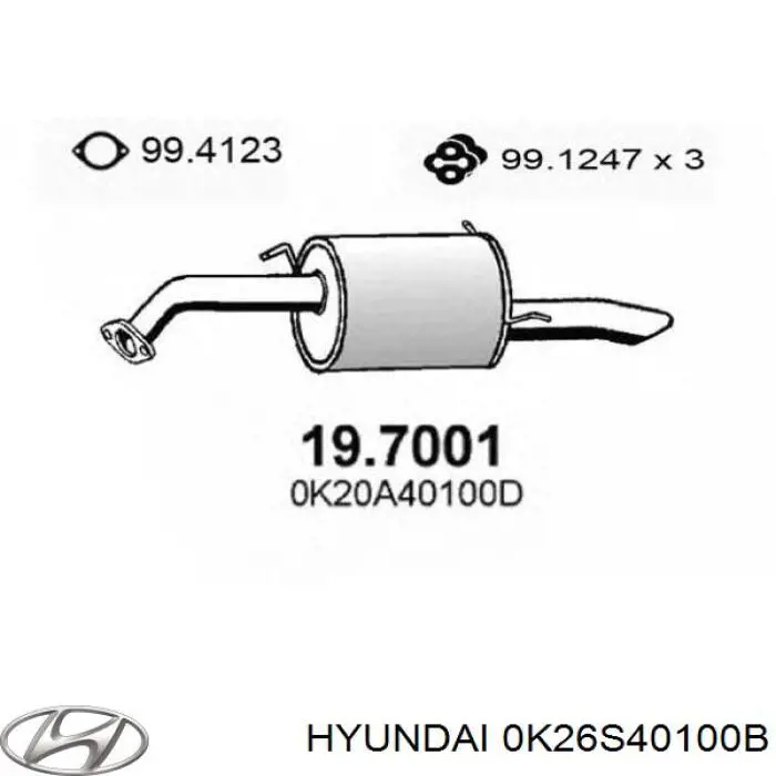 Глушитель задний 0K26S40100B Hyundai/Kia