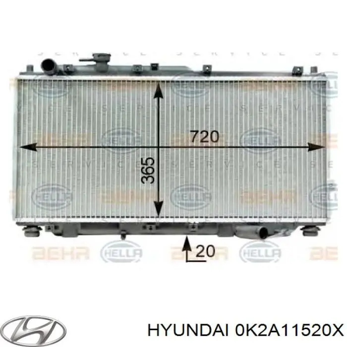 0K2A11520X Hyundai/Kia radiador de esfriamento de motor