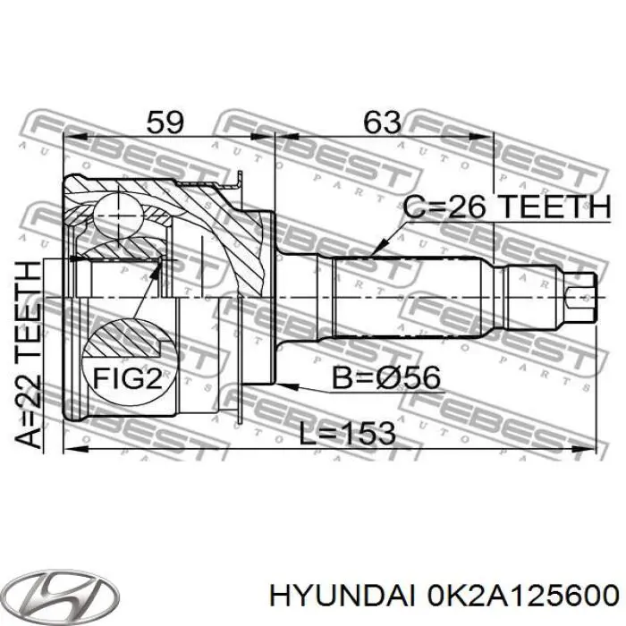 Купить 0K2A125600 Hyundai/Kia Привод в сборе левый