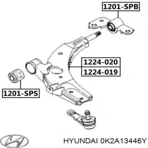 Купить 0K2A13446Y Hyundai/Kia Сайлентблок нижний передней подвески