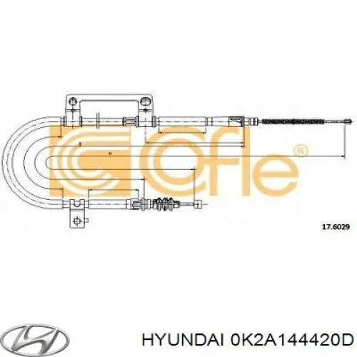 Купить 0K2A144420D Hyundai/Kia Трос стояночного тормоза задний левый