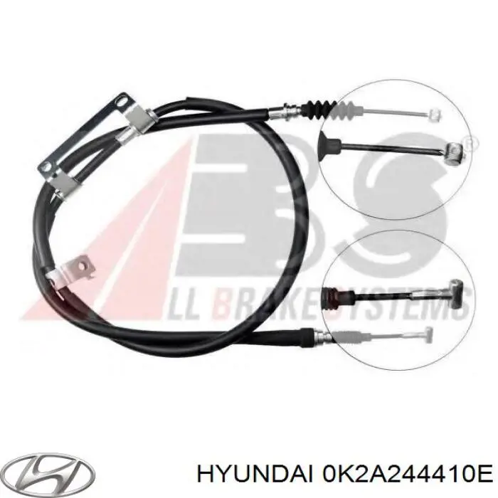 0K2A244410E Hyundai/Kia Трос ручного тормоза задний, правый