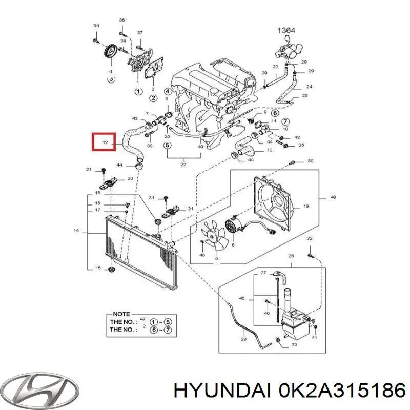 0K2A115186 Hyundai/Kia mangueira (cano derivado do radiador de esfriamento superior)