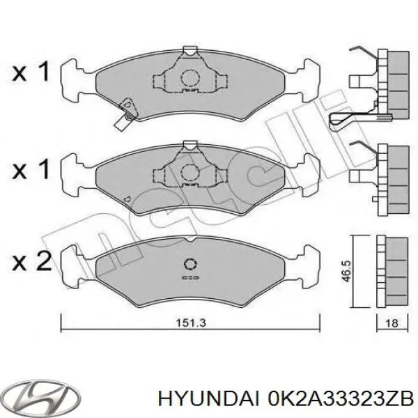 Передние тормозные колодки 0K2A33323ZB Hyundai/Kia