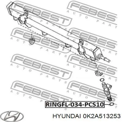 0K2A513253 Hyundai/Kia кольцо (шайба форсунки инжектора посадочное)