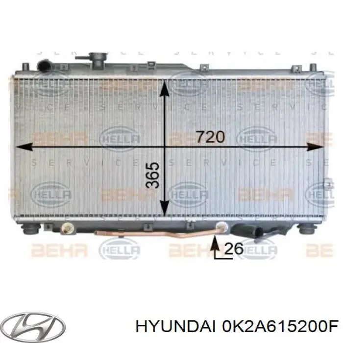 Радиатор 0K2A615200F Hyundai/Kia