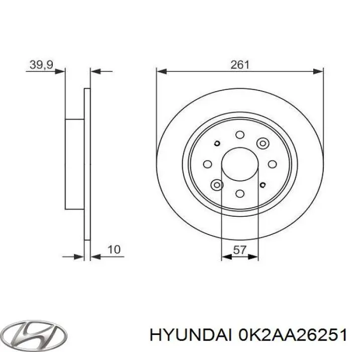 Купить 0K2AA26251 Hyundai/Kia Диск тормозной задний