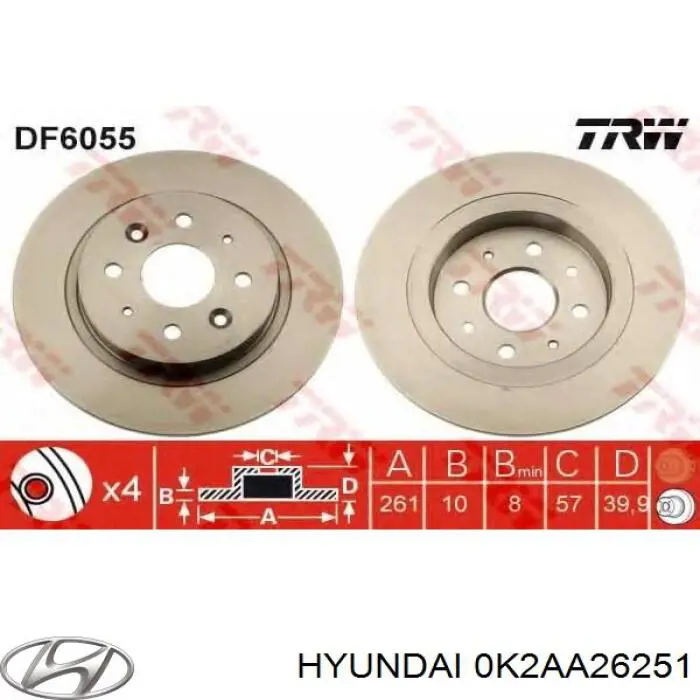 0K2AA26251 Hyundai/Kia диск тормозной задний