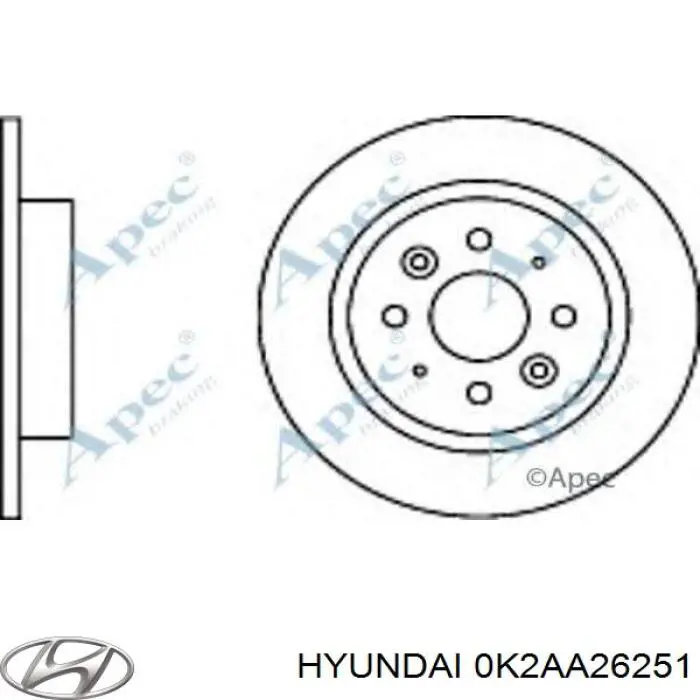 Задний тормозной диск Hyundai/Kia 0K2AA26251 цена, от 23.26 USD