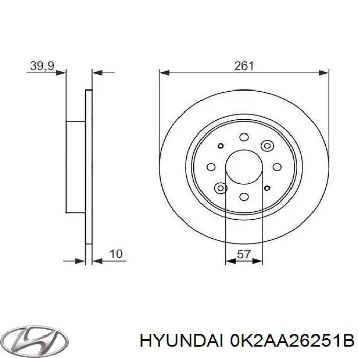 Купить 0K2AA26251B Hyundai/Kia Диск тормозной задний