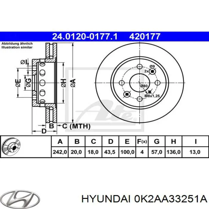 Передний тормозной диск Hyundai/Kia 0K2AA33251A