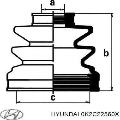 Полуось (привод) передняя левая 0K2N52560X Hyundai/Kia