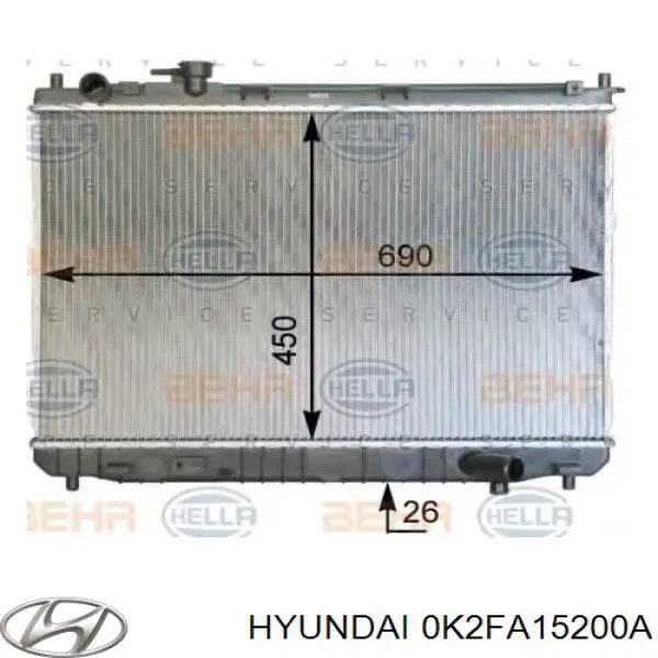 Радиатор 0K2FA15200A Hyundai/Kia