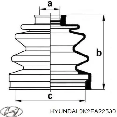 Пыльник ШРУСа наружный 0K2FA22530 Hyundai/Kia