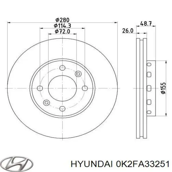 Передний тормозной диск Hyundai/Kia 0K2FA33251