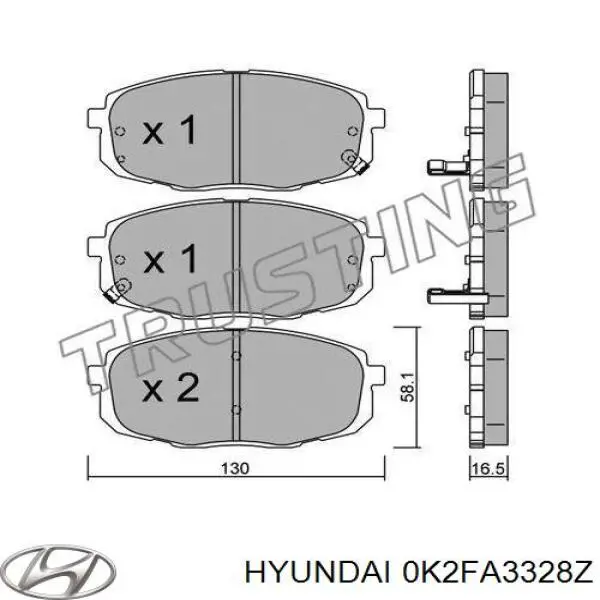 Передние тормозные колодки 0K2FA3328Z Hyundai/Kia