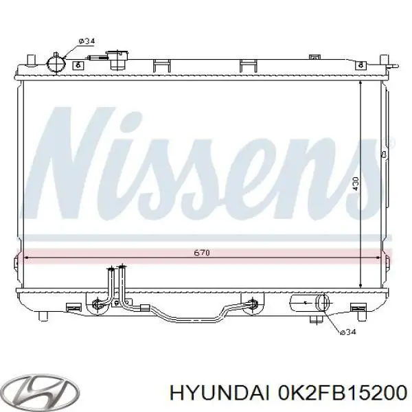 Радиатор 0K2FB15200 Hyundai/Kia