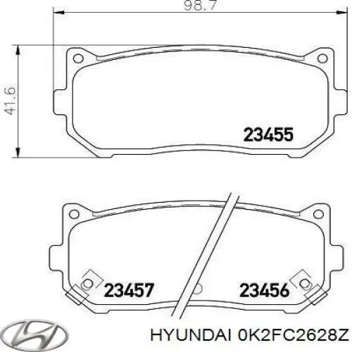 Купить 0K2FC2628Z Hyundai/Kia Колодки тормозные задние, дисковые