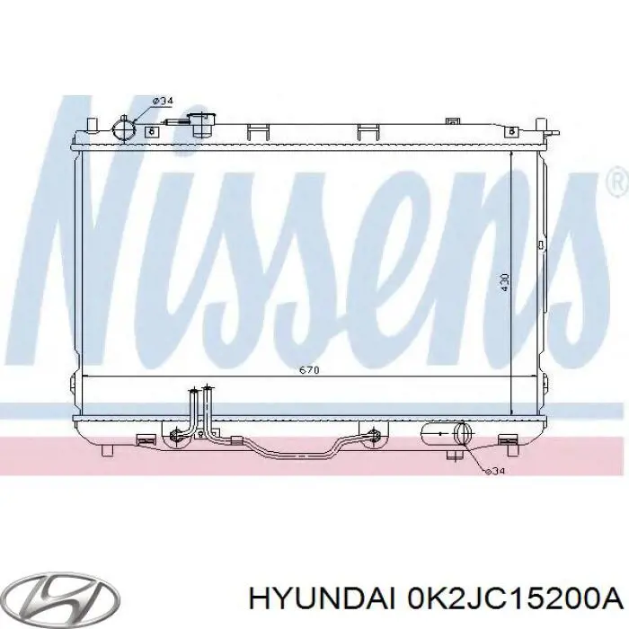 Радиатор 0K2JC15200A Hyundai/Kia