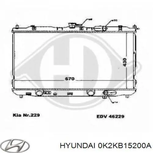 Купить 0K2KB15200A Hyundai/Kia Радиатор водяной