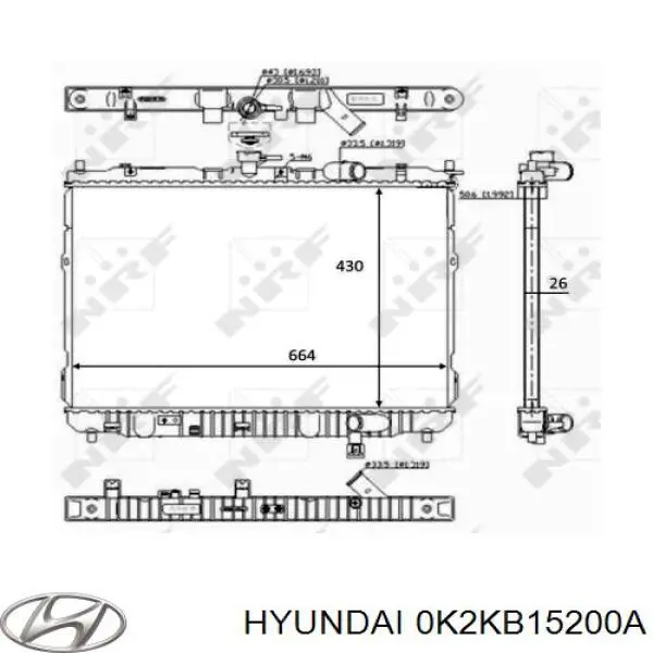 Радиатор охлаждения Hyundai/Kia 0K2KB15200A