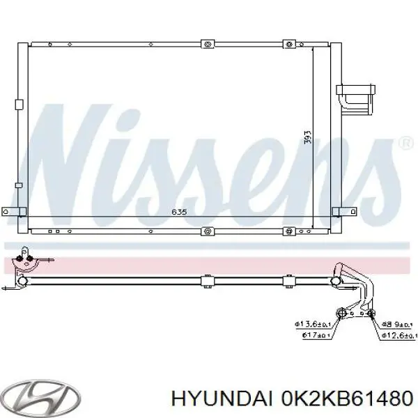 Купить 0K2KB61480 Hyundai/Kia Радиатор системы охлаждения кондиционера