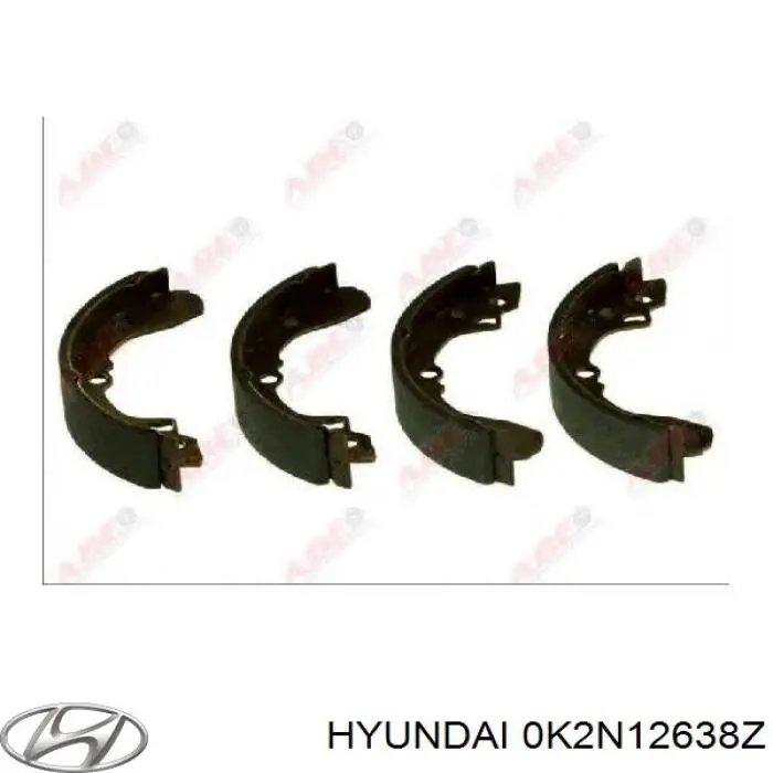 Задние барабанные колодки 0K2N12638Z Hyundai/Kia