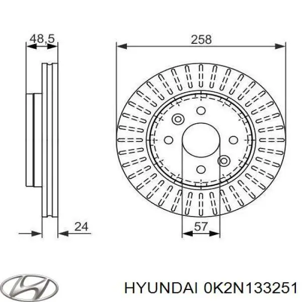 Передний тормозной диск Hyundai/Kia 0K2N133251