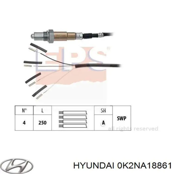 0K2NA18861 Hyundai/Kia Лямбда-зонд, датчик кислорода до катализатора