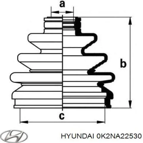 0K2NA22530 Hyundai/Kia пыльник шруса передней полуоси внутренний
