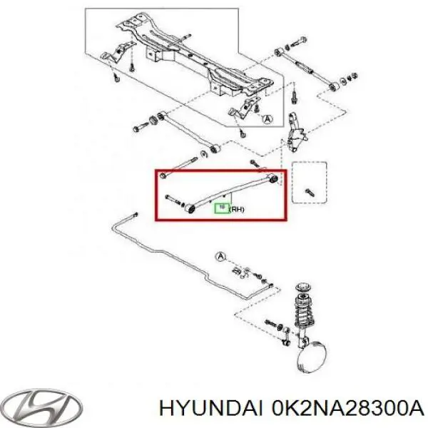 Купить K2NA28300 Hyundai/Kia Тяга продольная задней подвески правая