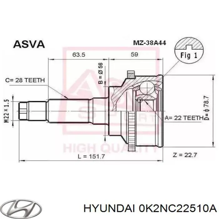 ШРУС наружный передний, правый Hyundai/Kia 0K2NC22510A цена, от 29.17 USD